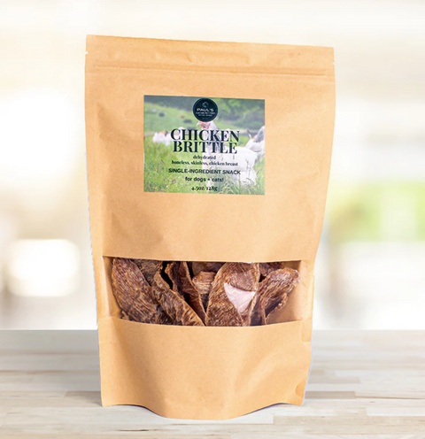 Paul’s Chicken Brittle 4.5 oz Bag Training Treat Case