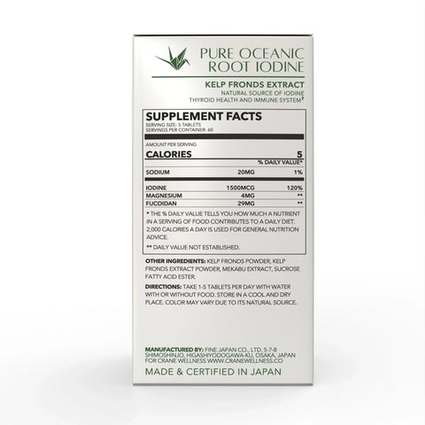 Pure Oceanic Root Iodine Naturally Sourced Kelp Root Tablets Crane Wellness