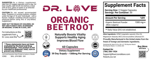 Organic Beetroot 1300mg Supplement Dr. Love's