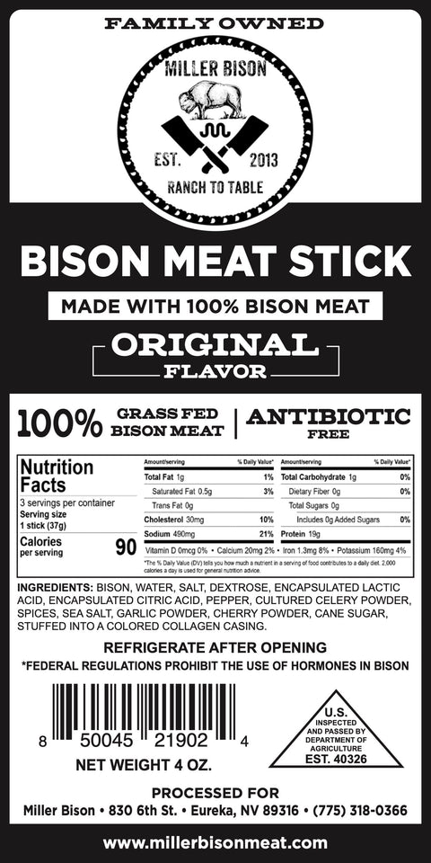 Carnivore Original Meat Stick Pack 4 oz Miller Bison
