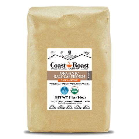 Organic Swiss Water Half-Caf French Whole Bean Coffee