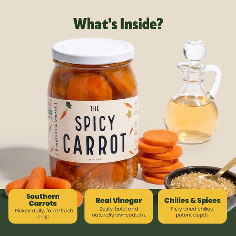 Spicy Chili Flakes Habanero Garlic Pickled Carrots 17 oz Glass Jar