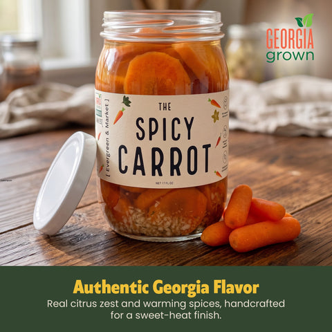 Spicy Chili Flakes Habanero Garlic Pickled Carrots 17 oz Glass Jar