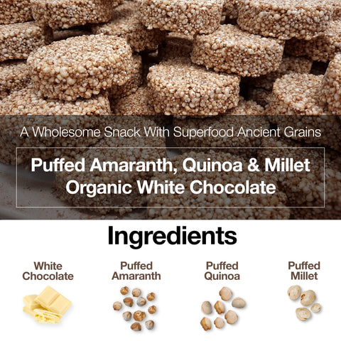 White Chocolate Puffed Ancient Grains Alegria Bites Organic