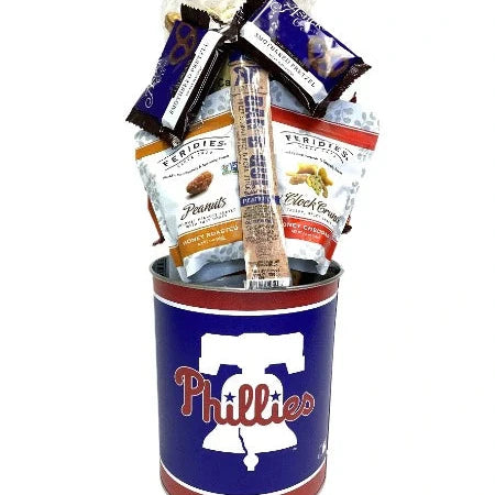 Philadelphia Phillies Gift Basket Tin - Gourmet Snacks for Baseball Fans