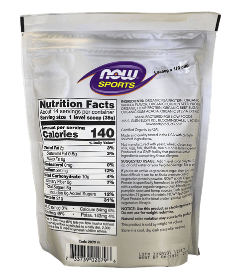 Plant Protein Powder, Organic, 1.2 lb