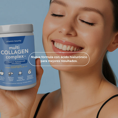 Colágeno Hidrolizado 5 en 1 con Ácido Hialurónico, Vitamina C y Probióticos Multi Collagen Complex+