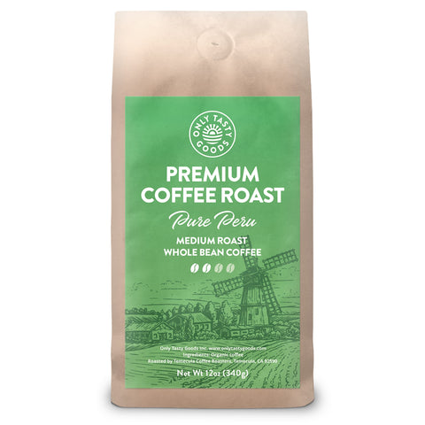 Pure Peru Medium Roast Whole Bean Coffee, Organic, Fair Trade, Low Acid, Non-GMO