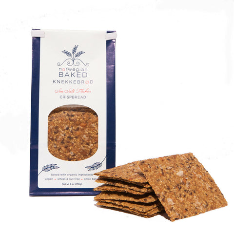 Norwegian Baked Sea Salt Flakes Organic Knekkebrød Crackers Bags