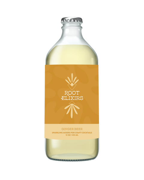 Root Elixirs Sparkling Ginger Beer Premium Cocktail Mixer Bottles - 12 pack x 12 oz bottles