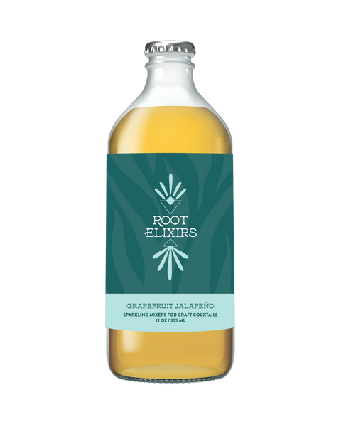 Sparkling Grapefruit Jalapeno Premium Cocktail Mixer 12 oz Bottle Root Elixirs 12 Pack