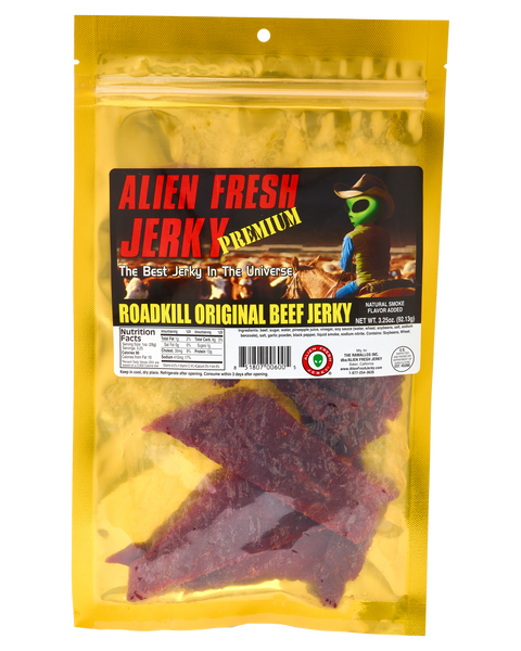 Road Kill Original Beef Jerky Soft Marinated Top Round Alien Fresh Jerky