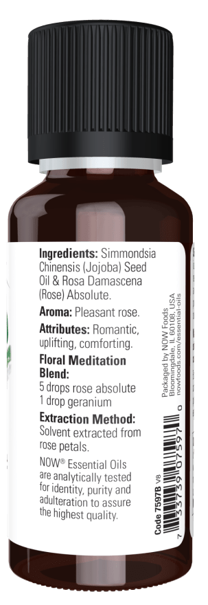 Rose Absolute 5% Essential Oil Pure Jojoba Oil Blend NOW FOODS