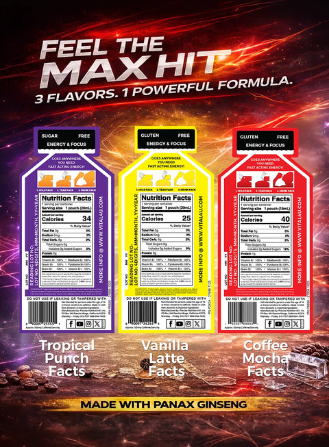 Screamin Energy Extra Strength Energy Sample Pack 6 Pouches Vital 4U