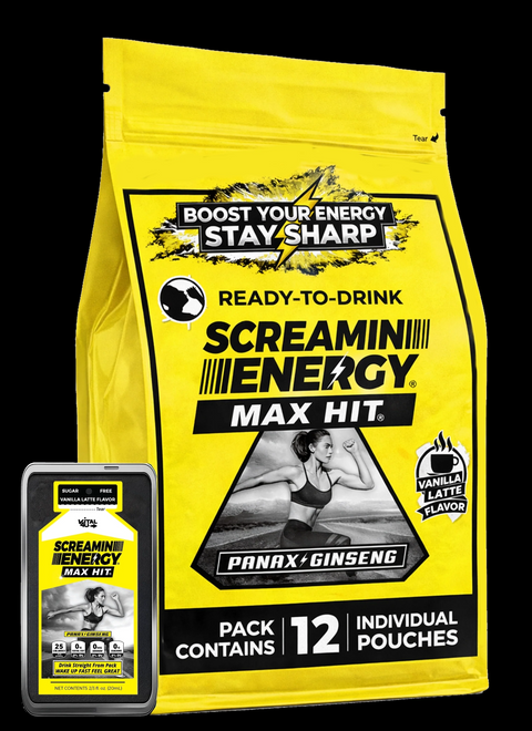 Screamin Energy Vanilla Latte Sugar Free Liquid Energy Shot