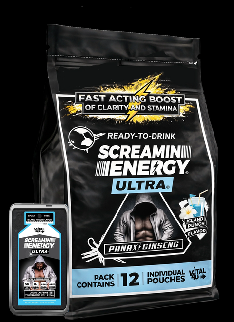 Screamin Energy Ultra 200 mg Caffeine Liquid Energy Shot Island Punch