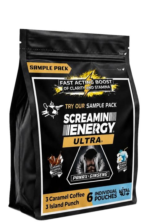 Screamin Energy Ultra 200 mg Caffeine Sample Pack 6 Pouches Vital 4U