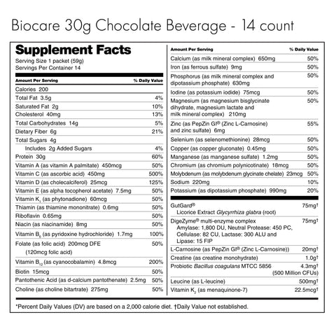 30G Protein Chocolate Biocare Dietary Beverage (14-Count)