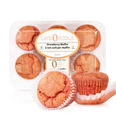 Carbolicious Strawberry Muffin (6 Muffins)  Low-Carb Sugar-Free 2g Carbs per muffin Keto, Atkins Diabetic, Friendly