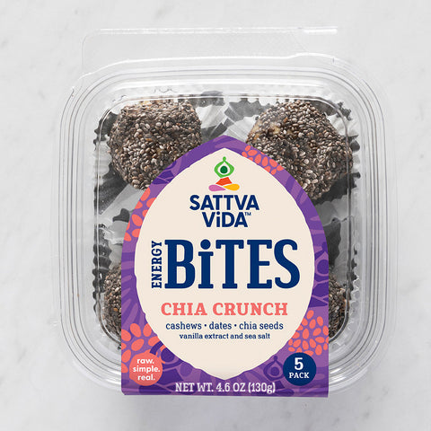 Chia Crunch Energy Bites Pack 5 pieces x 8 packs Sattva Vida