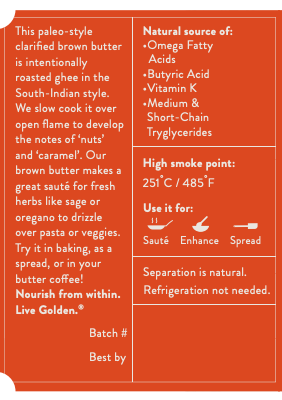 Grass-Fed Brown Butter Ghee | Ahara Rasa