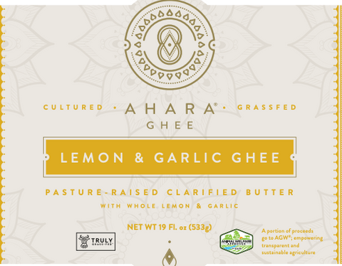 Grass-Fed Lemon & Garlic Ghee Cultured Clarified Butter Ahara Rasa