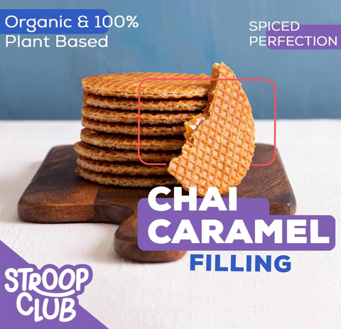 Stroop Club Chai Caramel Plant Based Stroopwafels Box - 12 packs x 2-pack case