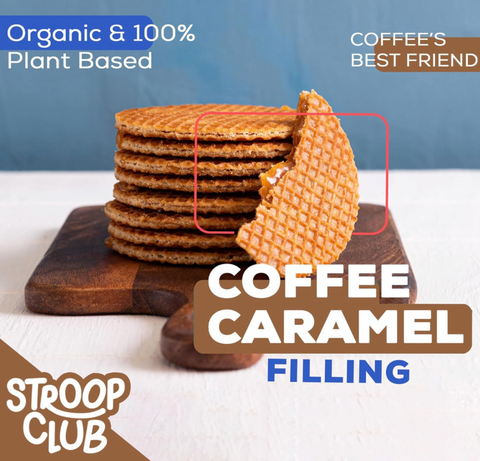 Coffee Caramel Plant Based Stroopwafels Box 12 packs x 2-pack case Stroop Club
