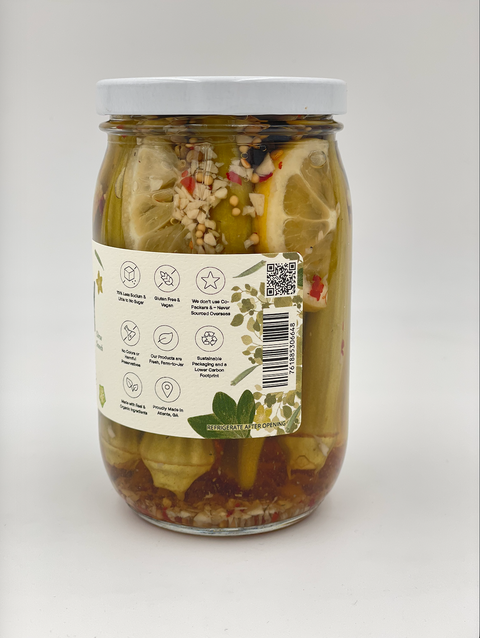 Zesty Tangy Herbaceous Pickled Okra 17 oz Glass Jar The Zesty Okra