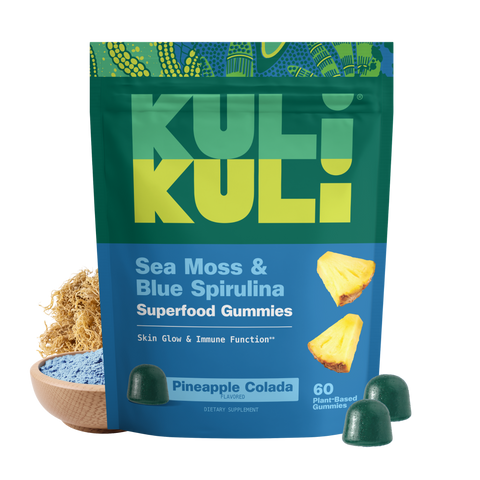 Sea Moss & Blue Spirulina Pineapple Colada Gummies for Glow & Immunity