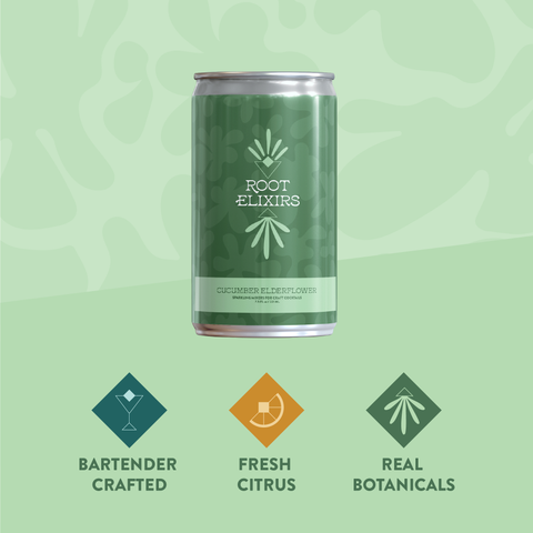Sparkling Cucumber Elderflower Premium Cocktail Mixer 24 Cans Root Elixirs