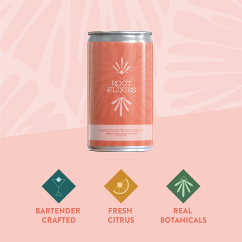 Sparkling Pineapple Passionfruit Premium Cocktail Mixer Cans Root Elixirs