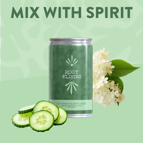 Sparkling Cucumber Elderflower Premium Cocktail Mixer 24 Cans Root Elixirs