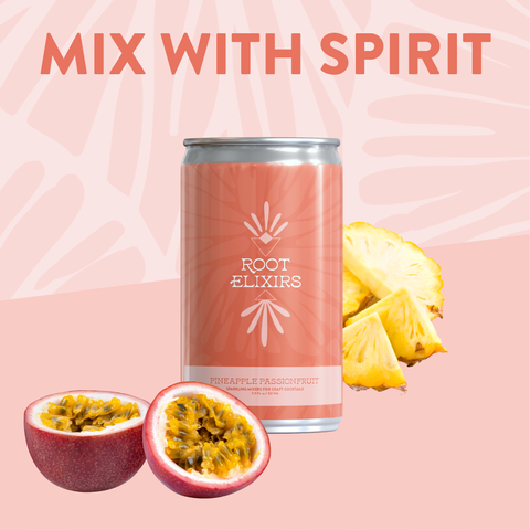 Sparkling Pineapple Passionfruit Premium Cocktail Mixer Cans Root Elixirs