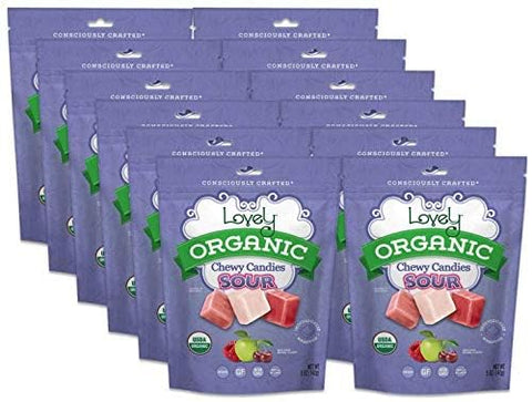 Organic Sour Chewy Candies Vegan Sour Fruit Chews Lovely Candy Co.