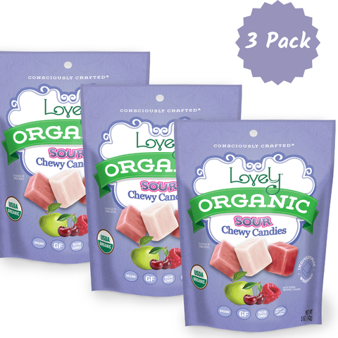 Organic Sour Chewy Candies Vegan Sour Fruit Chews Lovely Candy Co.