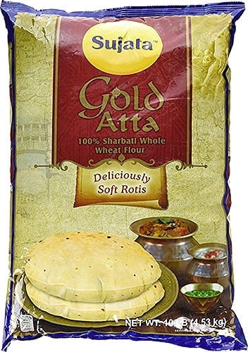 Sujata Gold Atta (Wheat Flour) - 100% Sharbati Atta -10 lbs bag