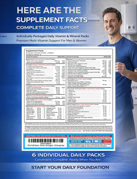 Vital 4U Premium and Essential Multivitamin Sample Pack - 6 Pouches