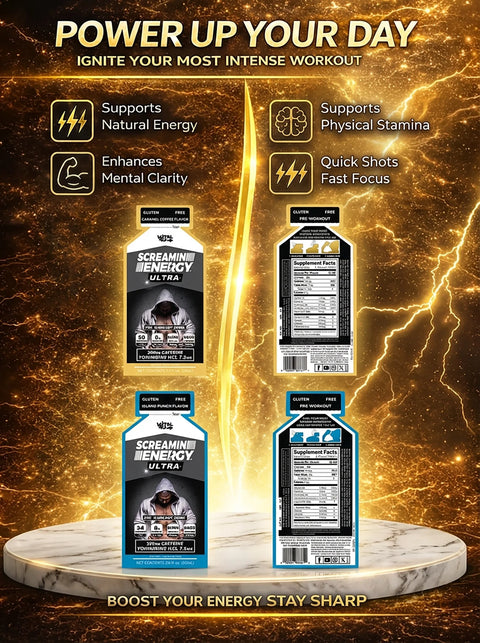 Screamin Energy Ultra 200 mg Caffeine Sample Pack 6 Pouches Vital 4U
