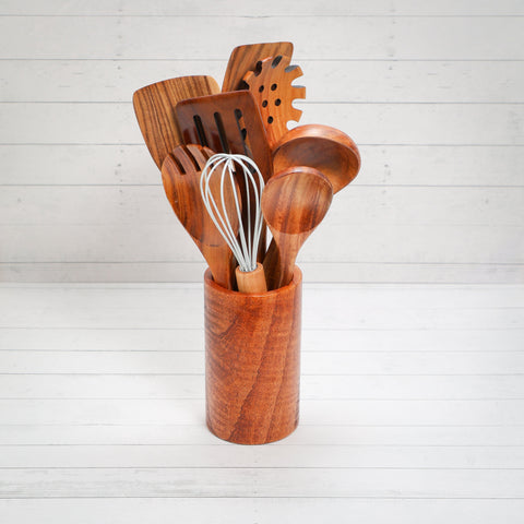 Acacia Wooden Spoon Set 9-Piece Cooking and Serving Spoons