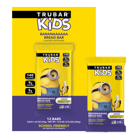 Banana Bread Bar Soft Sweet Protein Bar TRUBAR KiDS Minions