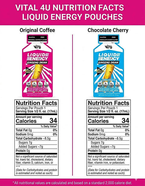 Liquid Energy Ginseng Sample Pack 6 Pouches Vital 4U