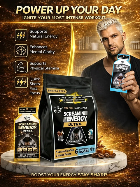 Screamin Energy Ultra 200 mg Caffeine Sample Pack 6 Pouches Vital 4U