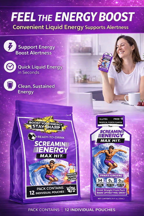Screamin Energy Tropical Punch Sugar Free Liquid Energy Shot