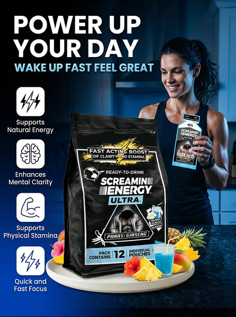 Screamin Energy Ultra 200 mg Caffeine Liquid Energy Shot Island Punch
