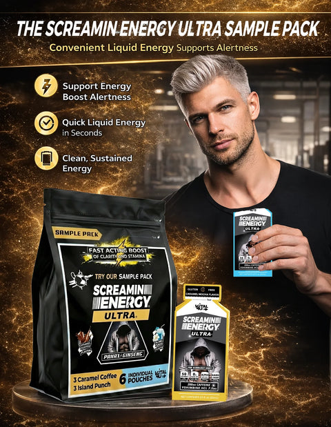 Screamin Energy Ultra 200 mg Caffeine Sample Pack 6 Pouches Vital 4U