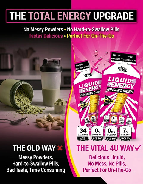 Liquid Energy Ginseng Sample Pack 6 Pouches Vital 4U