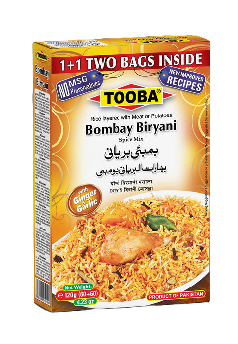 Tooba Bombay Biryani Spice Mix (120g, 2 Bags) – With Ginger & Garlic | Authentic Pakistani Masala for Meat, Chicken & Potato Biryani