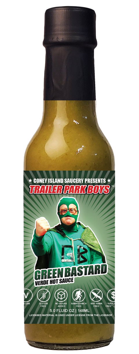 Green Bastard Hot Sauce Verde Style Trailer Park Boys by Coney Island Saucery