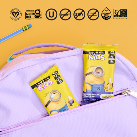 Banana Bread Bar Soft Sweet Protein Bar TRUBAR KiDS Minions